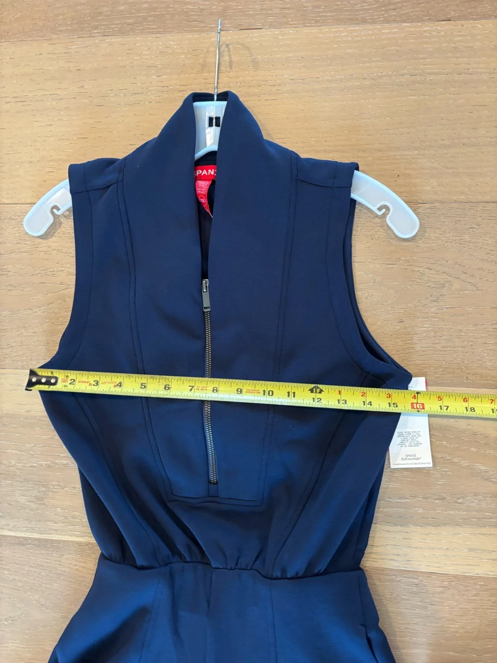 SPANX AirEssentials Shawl Collar Half Zip Jumpsuit XS petite Timeless Navy NWT